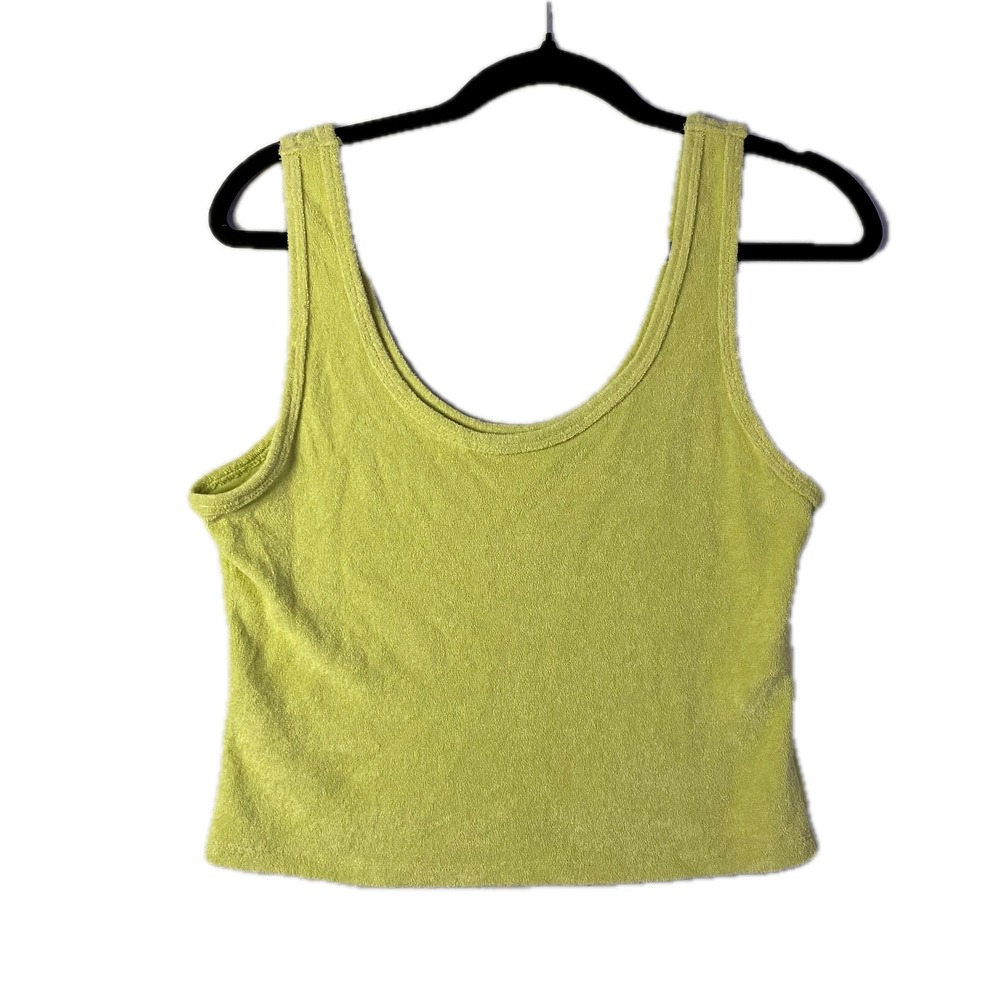 Hollister Tank Top Womens Large Lime‎ Green Terry Cloth Scoop Neck